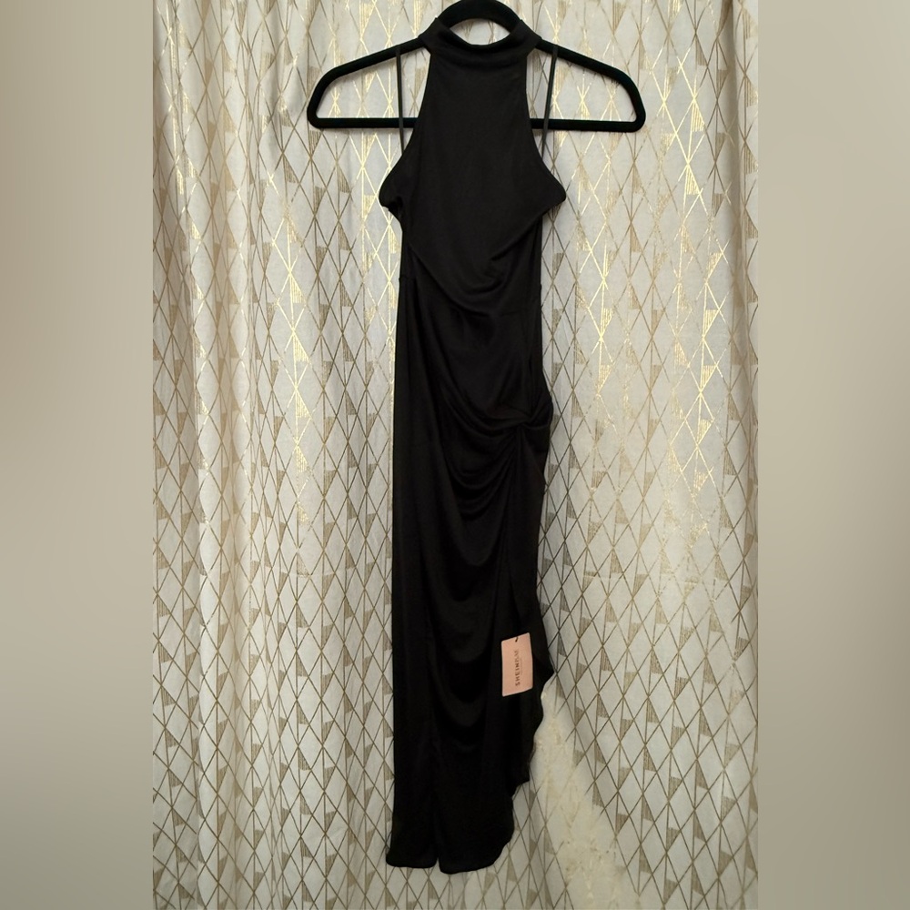 SHEIN Elegant Black Halter Dress